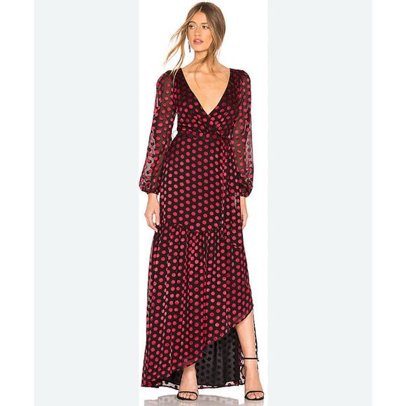 Lovers + Friends Dresses & Skirts - Lovers and Friends Augustus Gown in Black & Red Poka Dots, NWT, size XXS